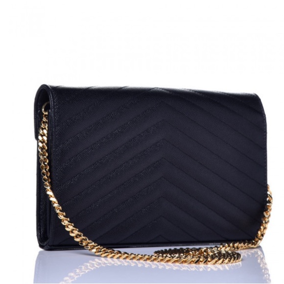 Grain De Poudre Matelasse Chevron Monogram Chain Wallet - Picture 2 of 12